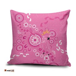 Pink Ribbon Australia Pillow Cover Breast Cancer Awareness Aboriginal Cacatua leadbeateri LT14