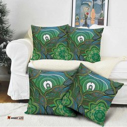 Torres Strait Islands Pillow Cover Indigenous Ocean Wave Dot Green Color TS04