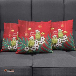 New Zealand Kakapo Christmas Pillow Cover Owl Parrot Santa Sliver Fern Manuka - Red LT14
