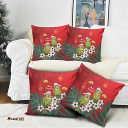 New Zealand Kakapo Christmas Pillow Cover Owl Parrot Santa Sliver Fern Manuka - Red LT14