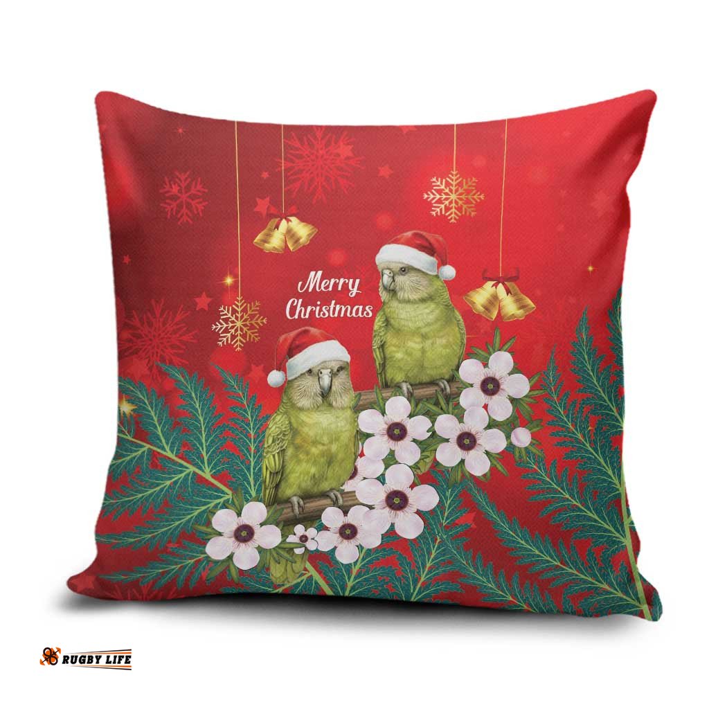 New Zealand Kakapo Christmas Pillow Cover Owl Parrot Santa Sliver Fern Manuka - Red LT14