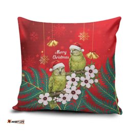 New Zealand Kakapo Christmas Pillow Cover Owl Parrot Santa Sliver Fern Manuka - Red LT14
