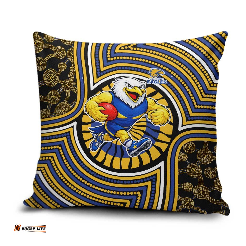 West Coast Eagles Pillow Cover Indigenous Monochrome Dot Art Mascot Style TS04
