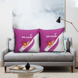 New Zealand Cricket Pillow Cover Kiwi Birds Haka Dance Pink Fern Sporty Style LT03