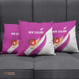 New Zealand Cricket Pillow Cover Kiwi Birds Haka Dance Pink Fern Sporty Style LT03