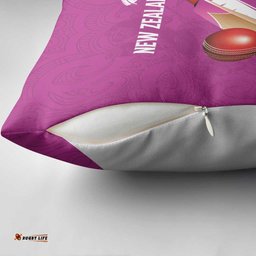 New Zealand Cricket Pillow Cover Kiwi Birds Haka Dance Pink Fern Sporty Style LT03