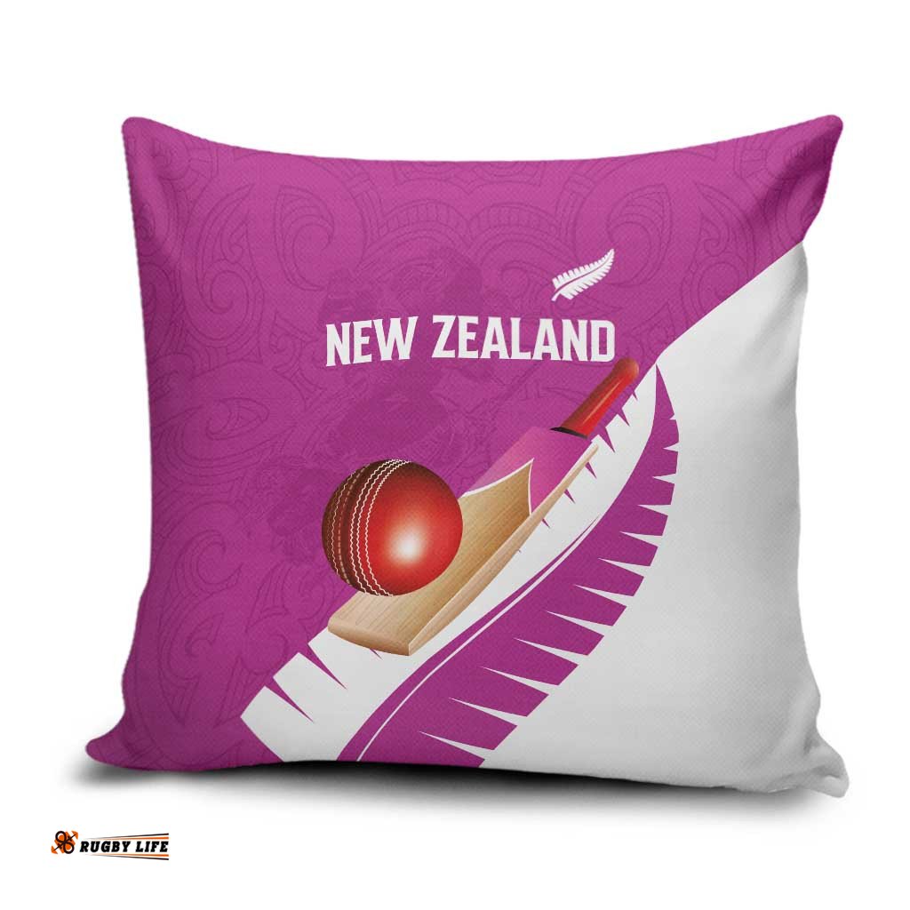 New Zealand Cricket Pillow Cover Kiwi Birds Haka Dance Pink Fern Sporty Style LT03
