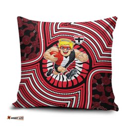 St Kilda Football Club Pillow Cover Indigenous Monochrome Dot Art Mascot Style TS04