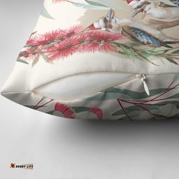 Australia Kookaburra Christmas Pillow Cover Bottlebrush Eucalyptus Blossoms Watercolor LT14