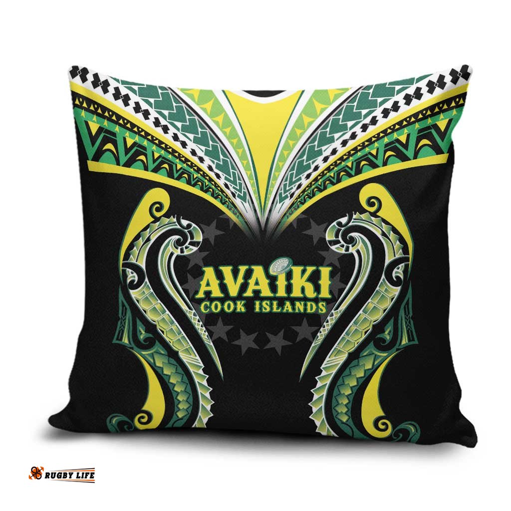 Rugby Cook Islands Avaiki Pillow Cover Black Kuki Airani Tribal Maori Inspired LT9