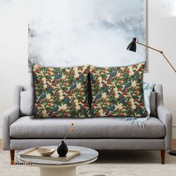 New Zealand Christmas Pillow Cover Romantic Tui Birds on Pohutukawa - Ivory LT7