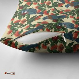 New Zealand Christmas Pillow Cover Romantic Tui Birds on Pohutukawa - Ivory LT7