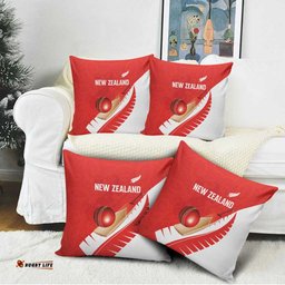 New Zealand Cricket Pillow Cover Kiwi Birds Haka Dance Red Fern Sporty Style LT03