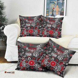 Personalized Essendon Bombers Pillow Cover Aboriginal Dot Painting Graffiti Style TS04