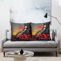 Personalised Remembering ANZAC Lest We Forget Pillow Cover Vintage Film Frame Memorial Red Poppy LT9