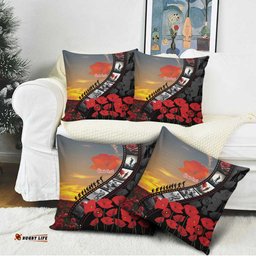 Personalised Remembering ANZAC Lest We Forget Pillow Cover Vintage Film Frame Memorial Red Poppy LT9