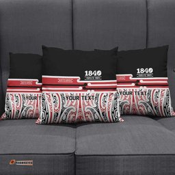 Personalised Toitu Te Tiriti Aotearoa 1840 Pillow Cover Red Kowhaiwhai Puhoro LT9