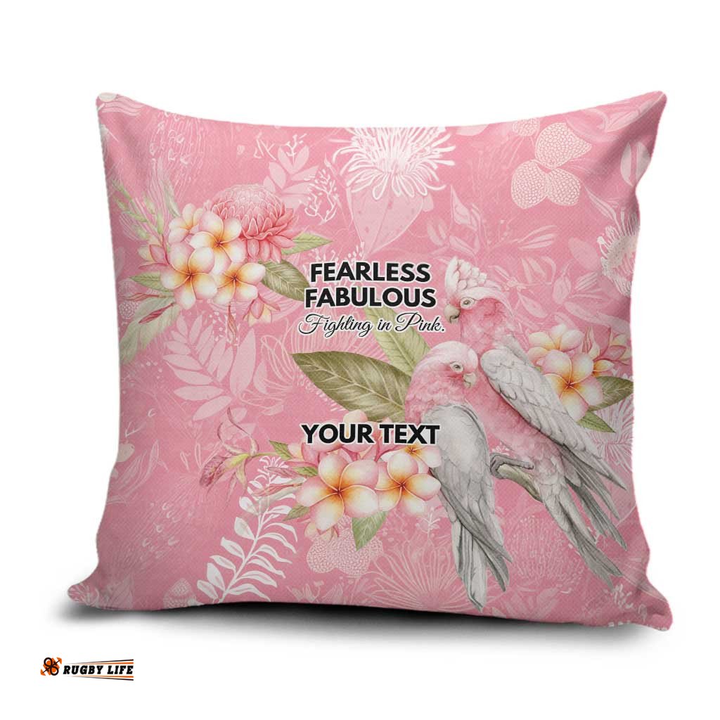 Personalised Galah Cockatoo Fighting in Pink Pillow Cover Australian Breast Cancer Spirit LT9