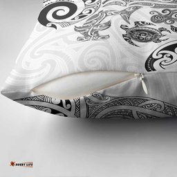 New Zealand Sea Animals with Maori Tribal Tattoo Pillow Cover White Color LT03