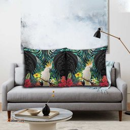 Sulphur-crested Cockatoo New Zealand Pillow Cover Paua Shell Aotearoa Maori Tropical Flowers LT14
