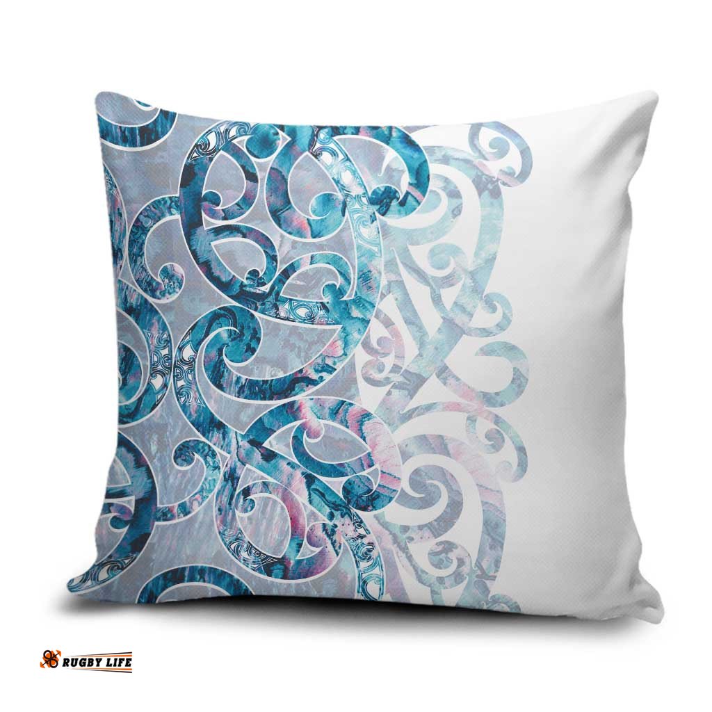 Turquoise Paua Shell Maori Pillow Cover Koru Kowhaiwhai LT7