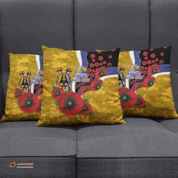 West Eagles ANZAC Personalised Pillow Cover Lest We Forget Poppy Camo LT9