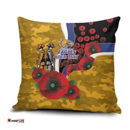 West Eagles ANZAC Personalised Pillow Cover Lest We Forget Poppy Camo LT9