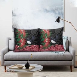 Willie wagtail Australia Pillow Cover Aussie Bottlebrushes Aboriginal Art LT14