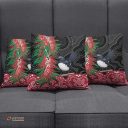 Willie wagtail Australia Pillow Cover Aussie Bottlebrushes Aboriginal Art LT14