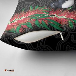Willie wagtail Australia Pillow Cover Aussie Bottlebrushes Aboriginal Art LT14