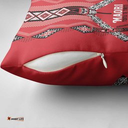 Toitu Te Tiriti Waitangi Pillow Cover Red Wharenui House LT9