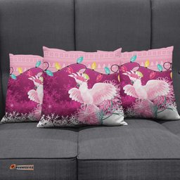 Pink Cockatoo Australia Christmas Pillow Cover Grevillea Eucalyptus Blossoms LT14