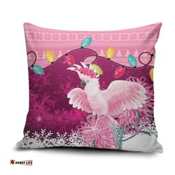 Pink Cockatoo Australia Christmas Pillow Cover Grevillea Eucalyptus Blossoms LT14