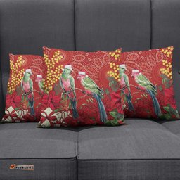 Merry Chrissie Australia King Parrots Pillow Cover Aboriginal Art LT7