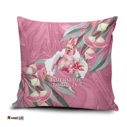 Pink Cockatoo Australia Day Pillow Cover Proud To Be An Aussie Opal Eucalyptus Blossoms LT14