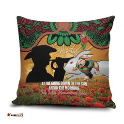 Personalised Rabbitohs Rugby ANZAC Day Pillow Cover Last Post Poppy We Will Remember Them LT14