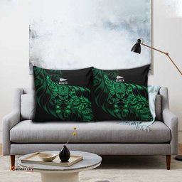 New Zealand Lawn Bowls Pillow Cover Green Maori Warrior Tribal Silver Fern LT9