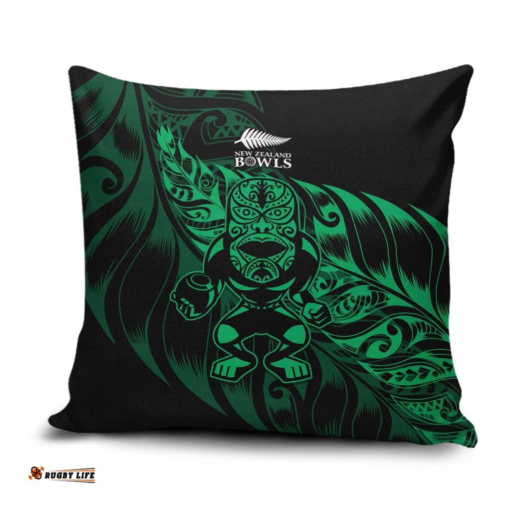 New Zealand Lawn Bowls Pillow Cover Green Maori Warrior Tribal Silver Fern LT9