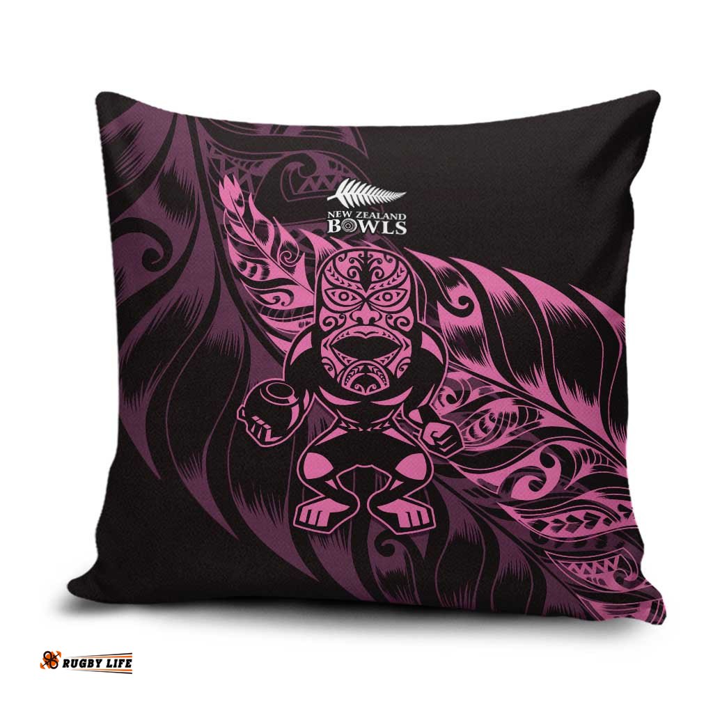 New Zealand Lawn Bowls Pillow Cover Pink Maori Warrior Tribal Silver Fern LT9