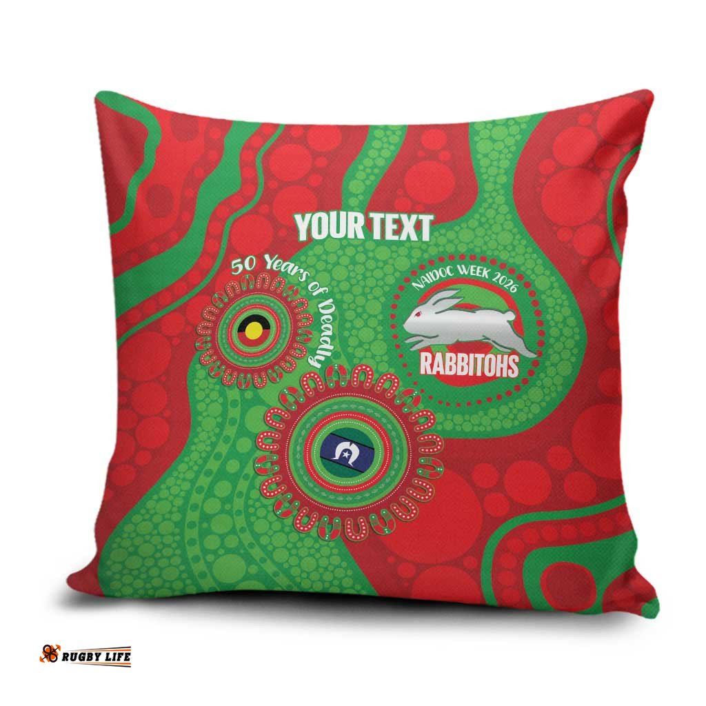 Rabbitohs NAIDOC Week 2026 Personalised Pillow Cover 50 Years of Deadly Aboriginal Art LT14
