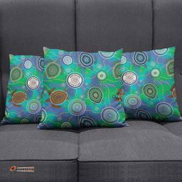 NAIDOC 50 Years of Deadly Pillow Cover Sea Turtle Aboriginal Dot Art LT19
