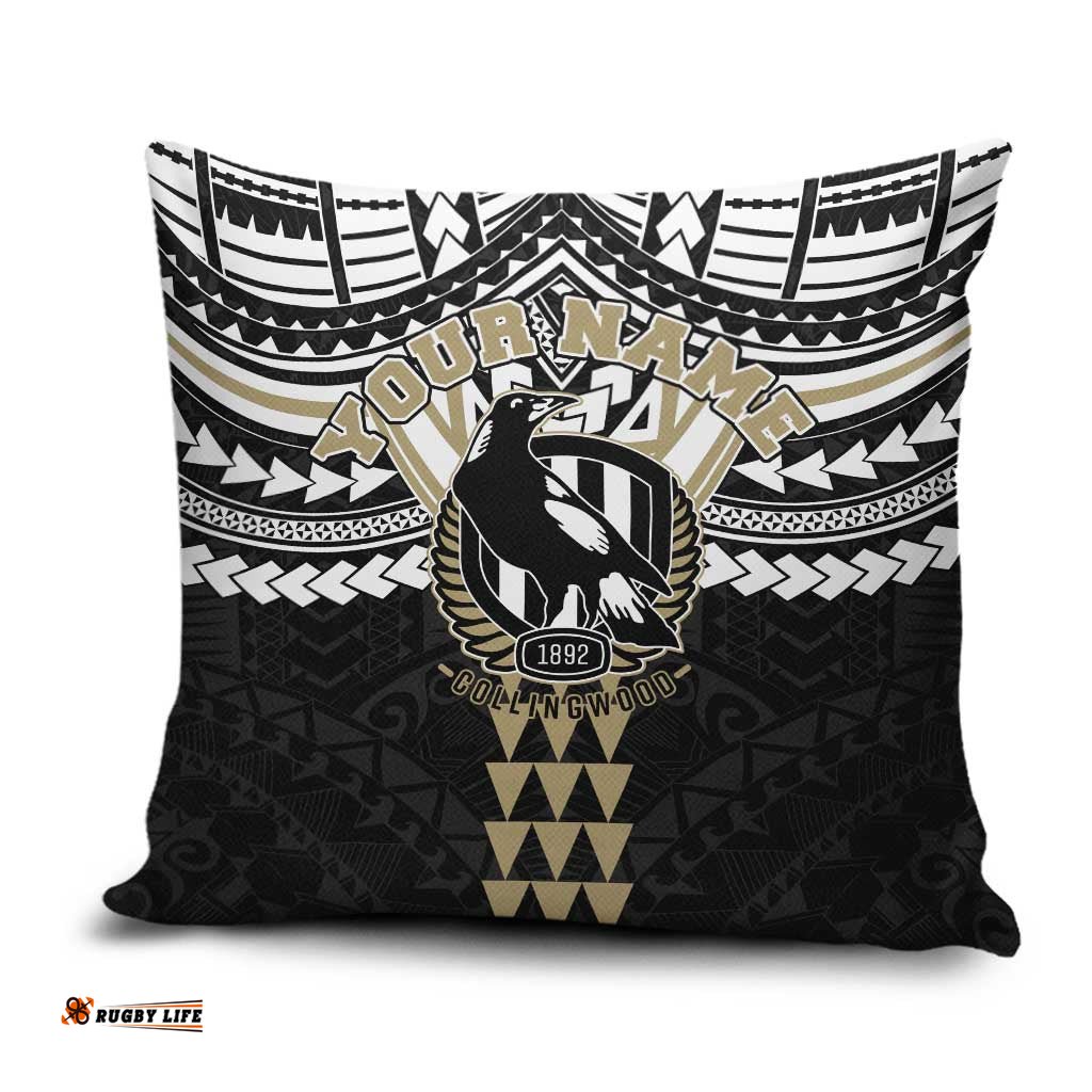 Personalized Collingwood Magpies Pillow Cover Polynesian Tribal Pattern Heritage Football TS04