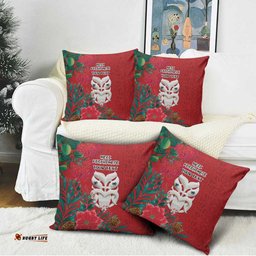 Maori Wheku Meri Kirihimete Personalised Pillow Cover All Red Indigenous Maori Motif LT9