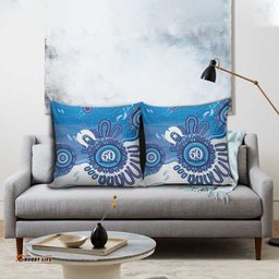 NAIDOC Week 2026 Pillow Cover 50 Years Deadly Dhari Blue Aboriginal Art LT14
