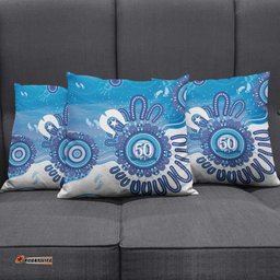 NAIDOC Week 2026 Pillow Cover 50 Years Deadly Dhari Blue Aboriginal Art LT14