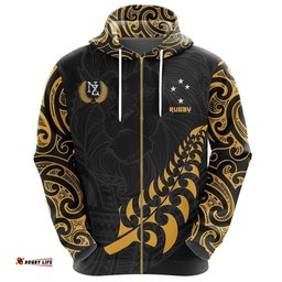 New Zealand Rugby Hoodie, Maori Lion Rugby Zip Up Hoodie