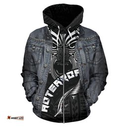 Maori Moko Warface 3D Denim Zip Hoodie