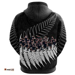 New Zealand Haka Rugby Zip Hoodie Best Silver Fern Black