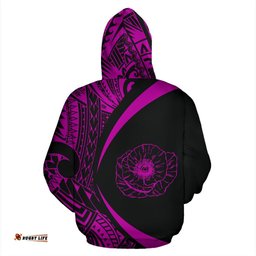 New Zealand Lest We Forget Maori Hoodie Circle Style Pink