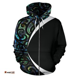 Maori Paua Shell Zip Hoodie Circle Style